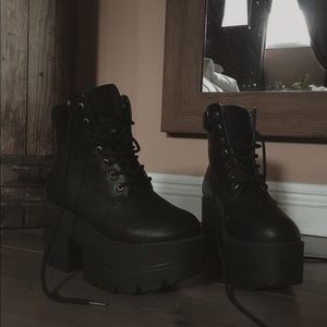 Chunky black platform boots